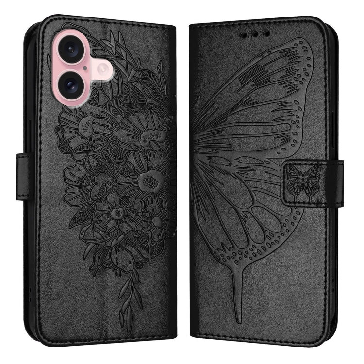 เคสโทรศัพท์หนังปั๊มลายผีเสื้อ สำหรับ iPhone 16 Pro, สำหรับ iPhone 16 Plus, สำหรับ iPhone 16, สำหรับ iPhone 15 Pro Max, สำหรับ iPhone 15 Pro, สำหรับ iPhone 15 Plus
