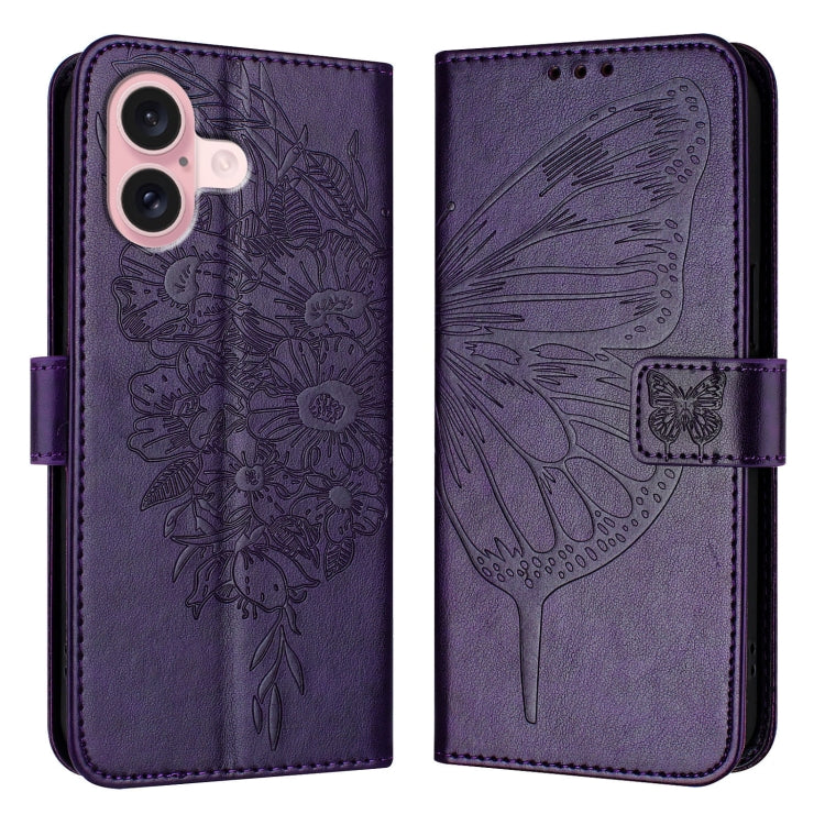 เคสโทรศัพท์หนังปั๊มลายผีเสื้อ สำหรับ iPhone 16 Pro, สำหรับ iPhone 16 Plus, สำหรับ iPhone 16, สำหรับ iPhone 15 Pro Max, สำหรับ iPhone 15 Pro, สำหรับ iPhone 15 Plus