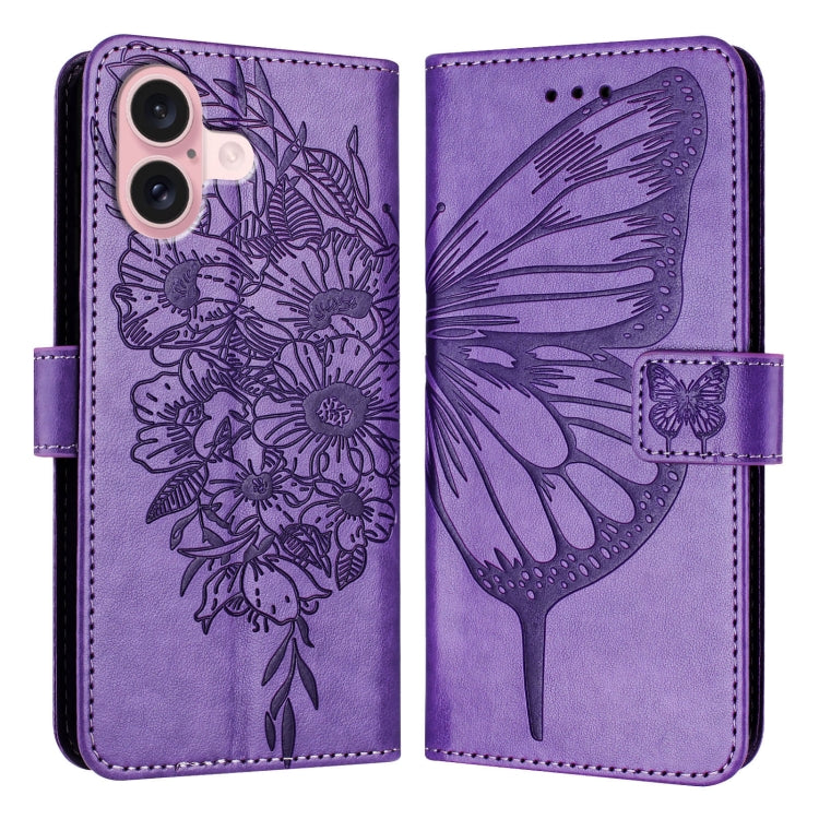 เคสโทรศัพท์หนังปั๊มลายผีเสื้อ สำหรับ iPhone 16 Pro, สำหรับ iPhone 16 Plus, สำหรับ iPhone 16, สำหรับ iPhone 15 Pro Max, สำหรับ iPhone 15 Pro, สำหรับ iPhone 15 Plus