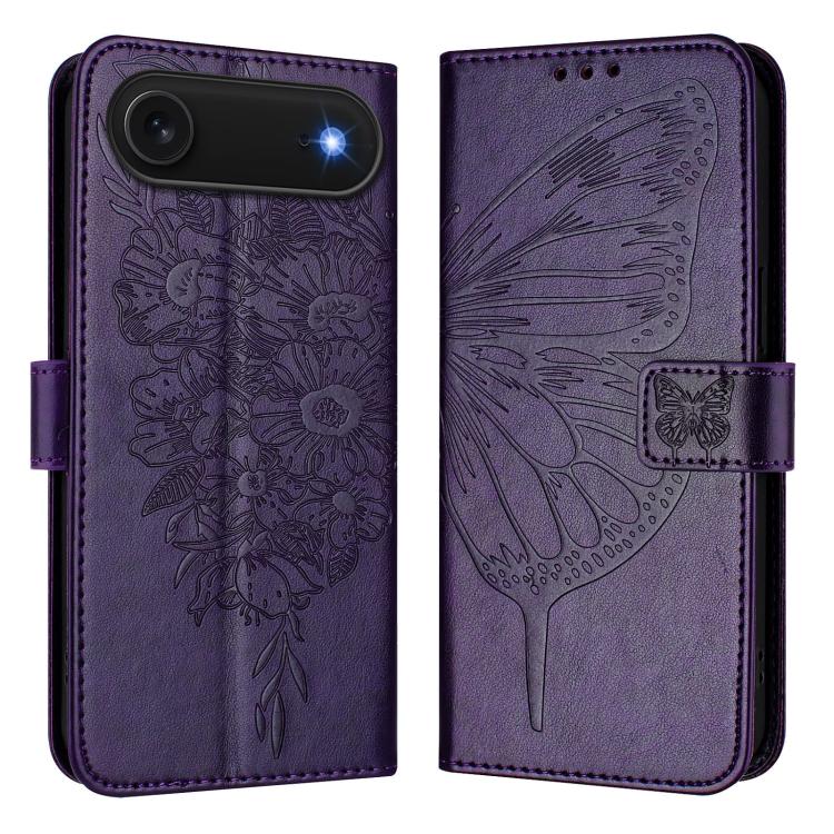 เคสโทรศัพท์หนังลายนูนรูปผีเสื้อ สำหรับ iPhone 17e / 16e, iPhone 17 Pro Max, iPhone 17 Pro, iPhone 17, iPhone Air, iPhone 16 Pro Max