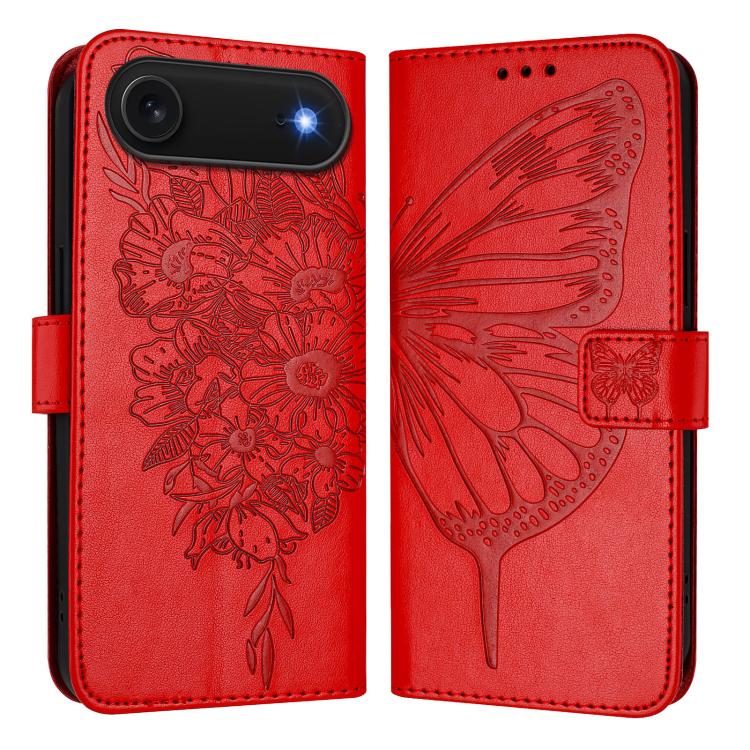 เคสโทรศัพท์หนังลายนูนรูปผีเสื้อ สำหรับ iPhone 17e / 16e, iPhone 17 Pro Max, iPhone 17 Pro, iPhone 17, iPhone Air, iPhone 16 Pro Max