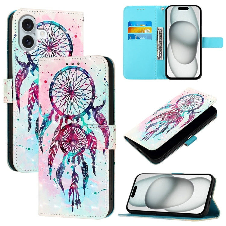 เคสโทรศัพท์หนังพับแนวนอนลายภาพวาด 3 มิติ สำหรับ iPhone 16 Pro, สำหรับ iPhone 16 Plus, สำหรับ iPhone 16, สำหรับ iPhone 15 Pro Max, สำหรับ iPhone 15 Pro, สำหรับ iPhone 15 Plus