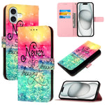เคสโทรศัพท์หนังพับแนวนอนลายภาพวาด 3 มิติ สำหรับ iPhone 16 Pro, สำหรับ iPhone 16 Plus, สำหรับ iPhone 16, สำหรับ iPhone 15 Pro Max, สำหรับ iPhone 15 Pro, สำหรับ iPhone 15 Plus