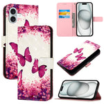 เคสโทรศัพท์หนังพับแนวนอนลายภาพวาด 3 มิติ สำหรับ iPhone 16 Pro, สำหรับ iPhone 16 Plus, สำหรับ iPhone 16, สำหรับ iPhone 15 Pro Max, สำหรับ iPhone 15 Pro, สำหรับ iPhone 15 Plus