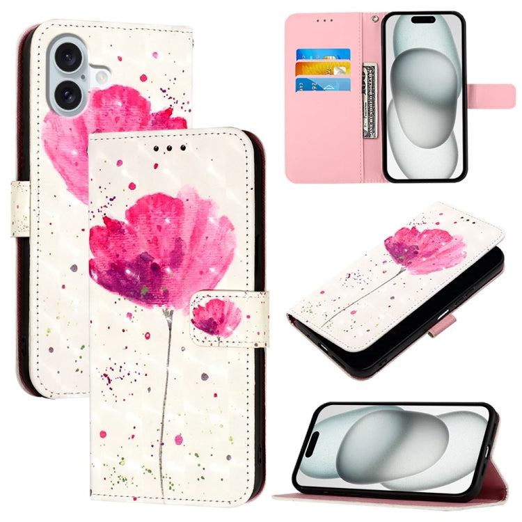 เคสโทรศัพท์หนังพับแนวนอนลายภาพวาด 3 มิติ สำหรับ iPhone 16 Pro, สำหรับ iPhone 16 Plus, สำหรับ iPhone 16, สำหรับ iPhone 15 Pro Max, สำหรับ iPhone 15 Pro, สำหรับ iPhone 15 Plus