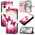 เคสโทรศัพท์หนังพับแนวนอนลายภาพวาด 3 มิติ สำหรับ iPhone 16 Pro, สำหรับ iPhone 16 Plus, สำหรับ iPhone 16, สำหรับ iPhone 15 Pro Max, สำหรับ iPhone 15 Pro, สำหรับ iPhone 15 Plus