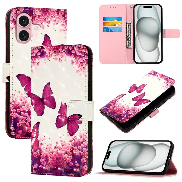 เคสโทรศัพท์หนังพับแนวนอนลายภาพวาด 3 มิติ สำหรับ iPhone 16 Pro, สำหรับ iPhone 16 Plus, สำหรับ iPhone 16, สำหรับ iPhone 15 Pro Max, สำหรับ iPhone 15 Pro, สำหรับ iPhone 15 Plus