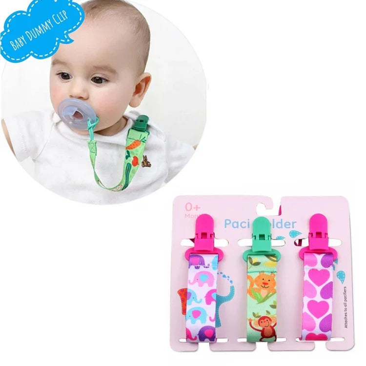 ชุดของเล่นกัดฟันเด็ก 3 ชิ้น พร้อมสายคล้องจุกนมหนา, ส่งสีสุ่ม
