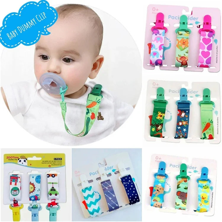 ชุดของเล่นกัดฟันเด็ก 3 ชิ้น พร้อมสายคล้องจุกนมหนา, ส่งสีสุ่ม