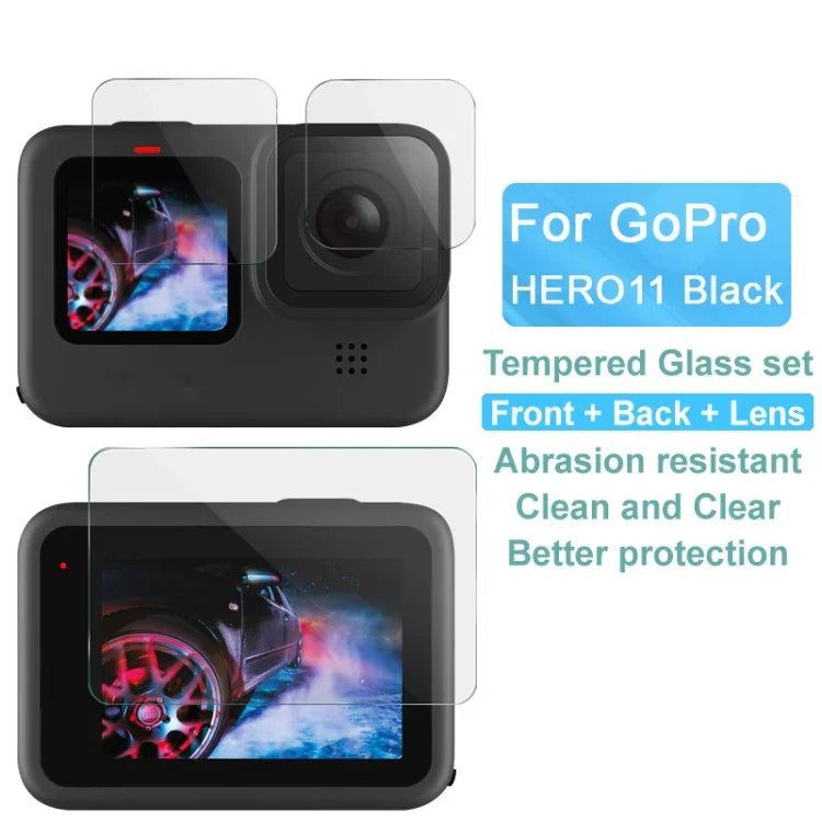 ฟิล์มกระจกนิรภัย imak สำหรับหน้าจอหลัง + หน้าจอหน้า + เลนส์กล้องหลัง สำหรับ GoPro HERO11 Black