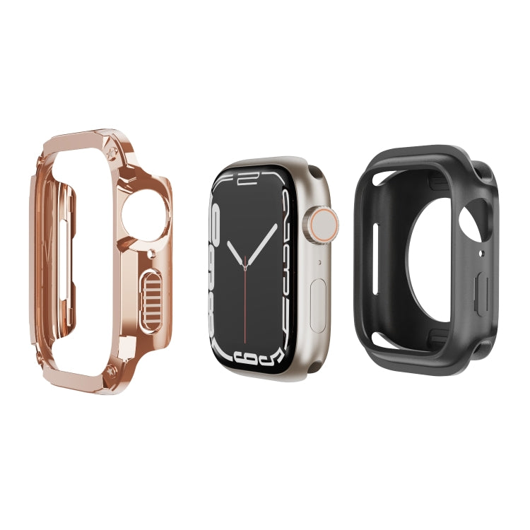 2-in-1 PC Hybrid TPU Armor Watch Case, For Apple Watch Ultra 4 / 3 / 2 / 1 49mm, For Apple Watch Series 6 / 5 / 4 / SE 44mm, For Apple Watch Series 6 / 5 / 4 / SE 40mm, For Apple Watch Series 9 / 8 / 7 45mm, For Apple Watch Series 9 / 8 / 7 41mm