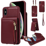 เคสโทรศัพท์หนังกระเป๋าซิปพร้อมสายคล้องไหล่ สำหรับ iPhone XS Max, สำหรับ iPhone 7 Plus / 8 Plus