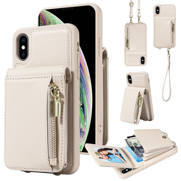เคสโทรศัพท์หนังกระเป๋าซิปพร้อมสายคล้องไหล่ สำหรับ iPhone XS Max, สำหรับ iPhone 7 Plus / 8 Plus