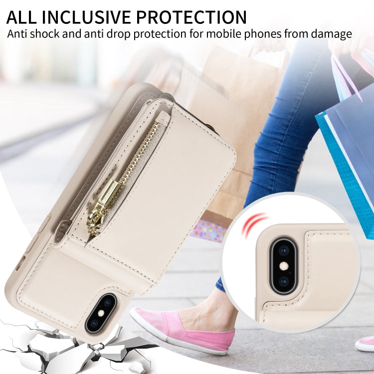 เคสโทรศัพท์หนังกระเป๋าซิปพร้อมสายคล้องไหล่ สำหรับ iPhone XS Max, สำหรับ iPhone 7 Plus / 8 Plus