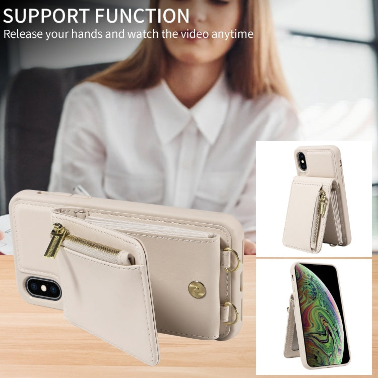 เคสโทรศัพท์หนังกระเป๋าซิปพร้อมสายคล้องไหล่ สำหรับ iPhone XS Max, สำหรับ iPhone 7 Plus / 8 Plus