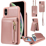 เคสโทรศัพท์หนังกระเป๋าซิปพร้อมสายคล้องไหล่ สำหรับ iPhone XS Max, สำหรับ iPhone 7 Plus / 8 Plus