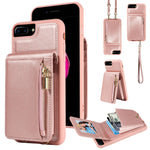 เคสโทรศัพท์หนังกระเป๋าซิปพร้อมสายคล้องไหล่ สำหรับ iPhone XS Max, สำหรับ iPhone 7 Plus / 8 Plus