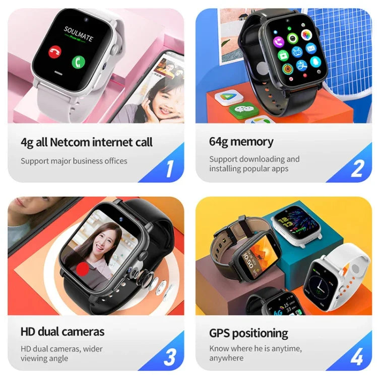 นาฬิกาอัจฉริยะ UNIWA X1S ขนาด 1.9 นิ้ว กันน้ำ IP67 4G Android 8.1 กล้องคู่ รองรับการวัดอุณหภูมิ, 1G+8G, 2G+16G