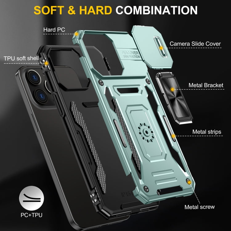 เคสโทรศัพท์เกราะ PC + TPU พร้อมชิลด์กล้อง สำหรับ iPhone 16 Pro, สำหรับ iPhone 16 Plus, สำหรับ iPhone 16, สำหรับ iPhone 15 Pro Max, สำหรับ iPhone 15 Pro, สำหรับ iPhone 15 Plus
