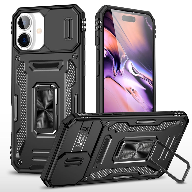 เคสโทรศัพท์เกราะ PC + TPU พร้อมชิลด์กล้อง สำหรับ iPhone 16 Pro, สำหรับ iPhone 16 Plus, สำหรับ iPhone 16, สำหรับ iPhone 15 Pro Max, สำหรับ iPhone 15 Pro, สำหรับ iPhone 15 Plus