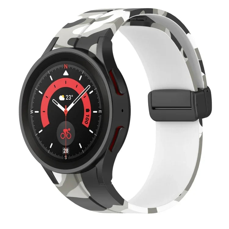 สายรัดนาฬิกาซิลิโคนลายพรางแบบตัวล็อกแม่เหล็ก สำหรับ Samsung Galaxy Watch5 / 5 Pro / Watch 4 / 4 Classic