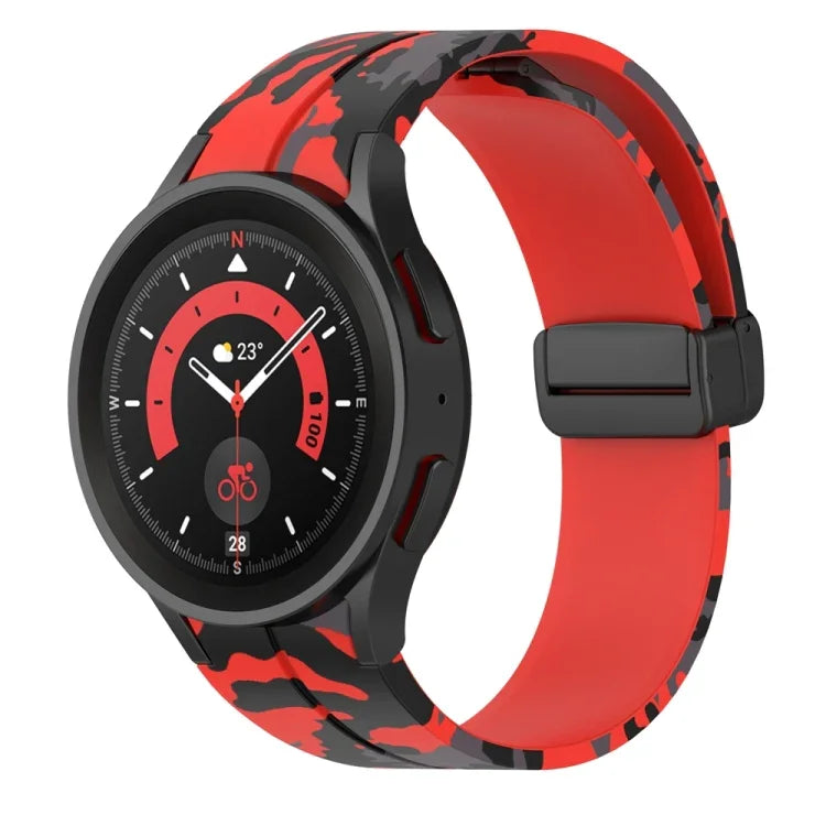สายรัดนาฬิกาซิลิโคนลายพรางแบบตัวล็อกแม่เหล็ก สำหรับ Samsung Galaxy Watch5 / 5 Pro / Watch 4 / 4 Classic