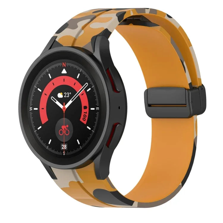สายรัดนาฬิกาซิลิโคนลายพรางแบบตัวล็อกแม่เหล็ก สำหรับ Samsung Galaxy Watch5 / 5 Pro / Watch 4 / 4 Classic