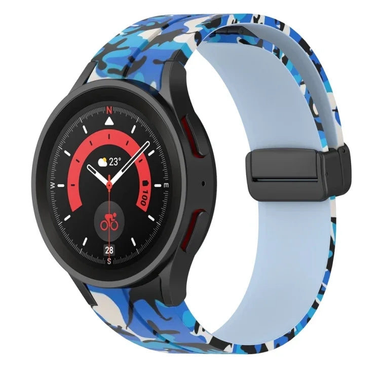 สายรัดนาฬิกาซิลิโคนลายพรางแบบตัวล็อกแม่เหล็ก สำหรับ Samsung Galaxy Watch5 / 5 Pro / Watch 4 / 4 Classic