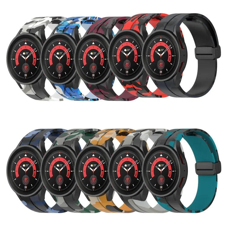 สายรัดนาฬิกาซิลิโคนลายพรางแบบตัวล็อกแม่เหล็ก สำหรับ Samsung Galaxy Watch5 / 5 Pro / Watch 4 / 4 Classic