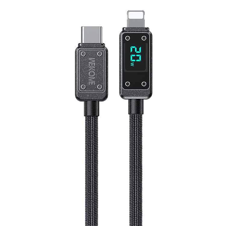 WK WDC-08 สายข้อมูล USB-C/Type-C เป็น 8 Pin พร้อมจอดิจิตอล 20W PD, ความยาว 1m, WDC-08