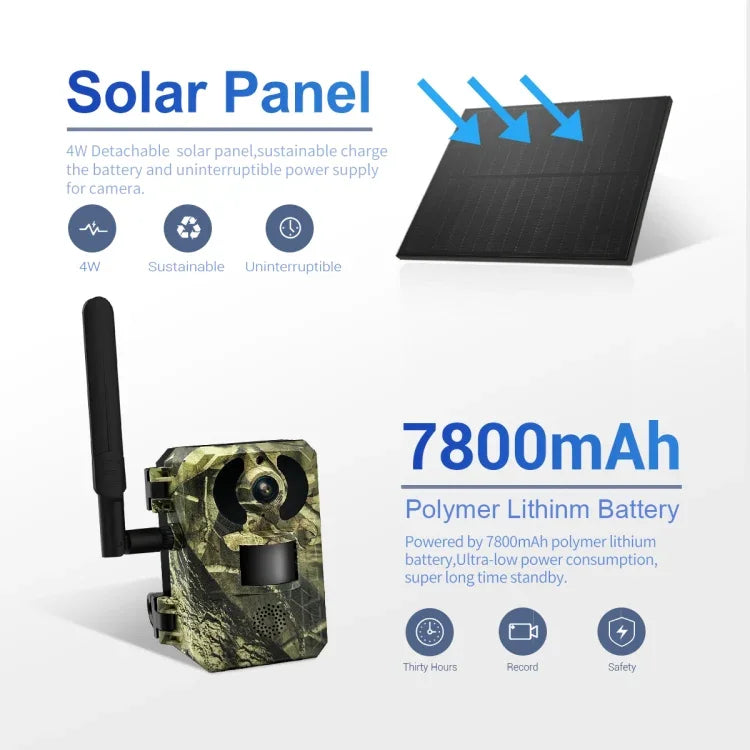 ESCAM QF380 กล้องล่าสัตว์อัจฉริยะเครือข่าย 4MP พร้อมเซ็นเซอร์ PIR พลังงานแสงอาทิตย์ รุ่นยุโรป, รุ่นออสเตรเลีย, รุ่นสหรัฐอเมริกา