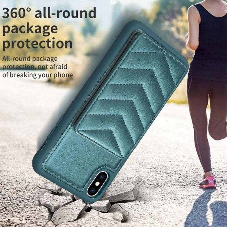 BF26 Wave Pattern Card Bag Holder Phone Case, For iPhone XS Max, For iPhone 8 Plus / 7 Plus