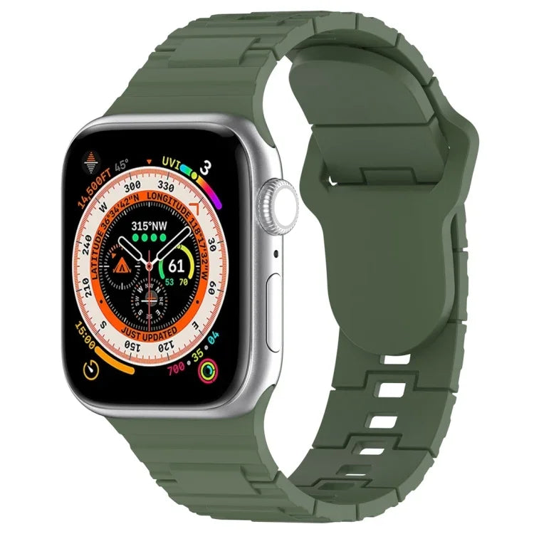 Square Buckle Armor Style Silicone Watch Band, For Apple Watch 9 45mm, For Apple Watch 9 41mm