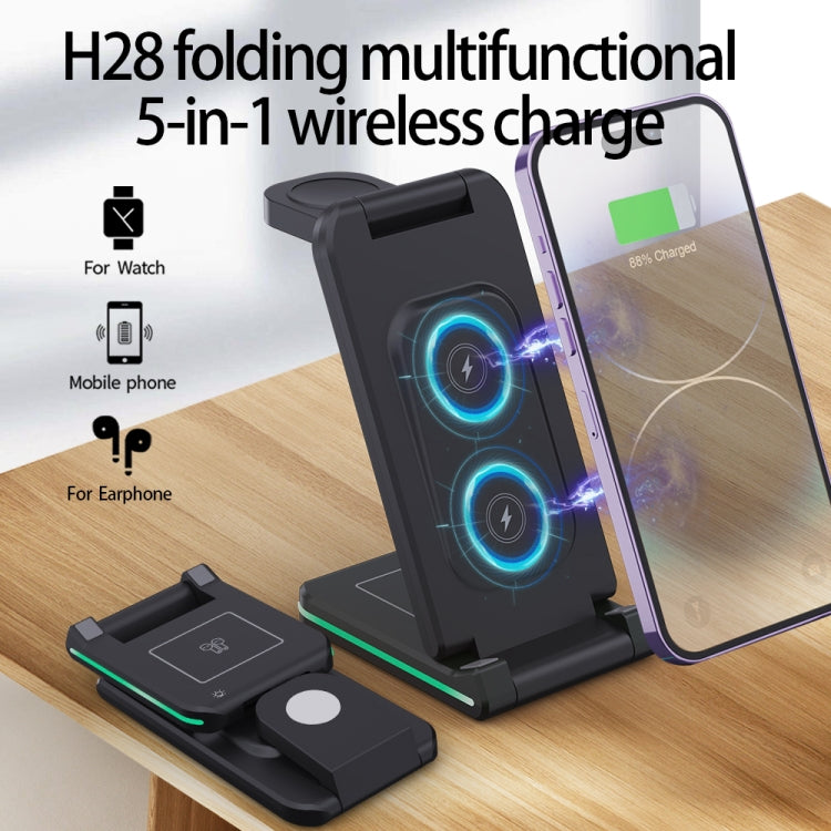 H28 ที่ชาร์จไร้สายพับได้มัลติฟังก์ชัน 5 in 1 15W, H28