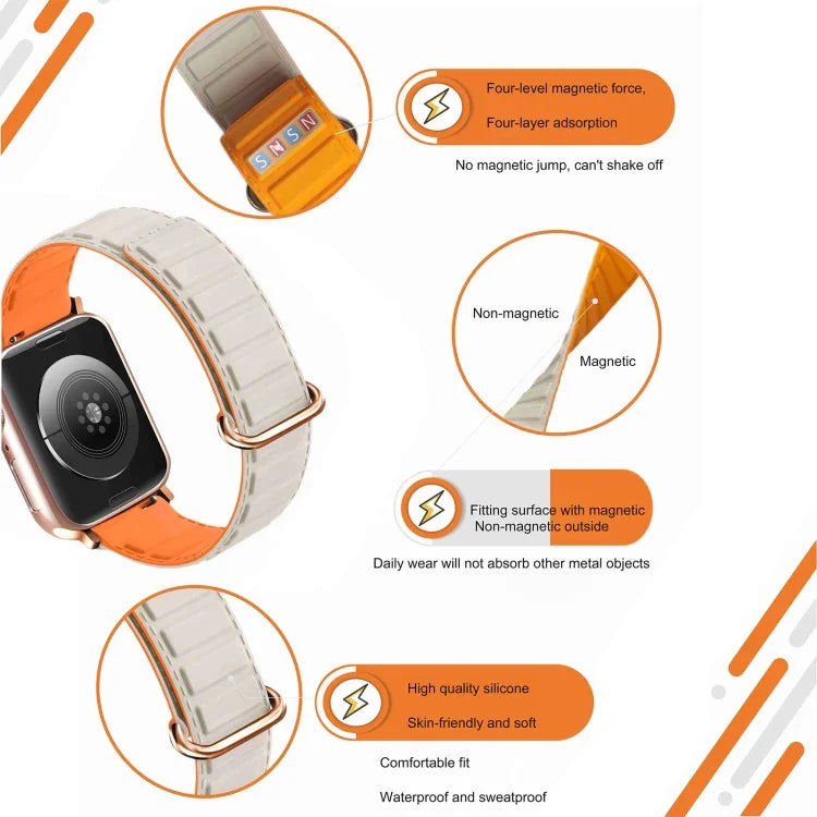 สายซิลิโคนแม่เหล็กหัวเข็มขัดกลับด้าน สำหรับ Apple Watch 38mm