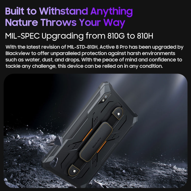 Blackview Active 8 Pro 4G แท็บเล็ตกันกระแทก, 10.36 นิ้ว 8GB+256GB Android 14 MT6789 Octa Core รองรับ Dual SIM, เวอร์ชันทั่วโลกพร้อม Google Play, ปลั๊ก EU, Active 8 Pro