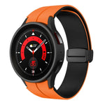 สายรัดนาฬิกาซิลิโคนแบบพับหัวเข็มขัดแม่เหล็กสองสี สำหรับ Samsung Galaxy Watch 6 / 6 Classic