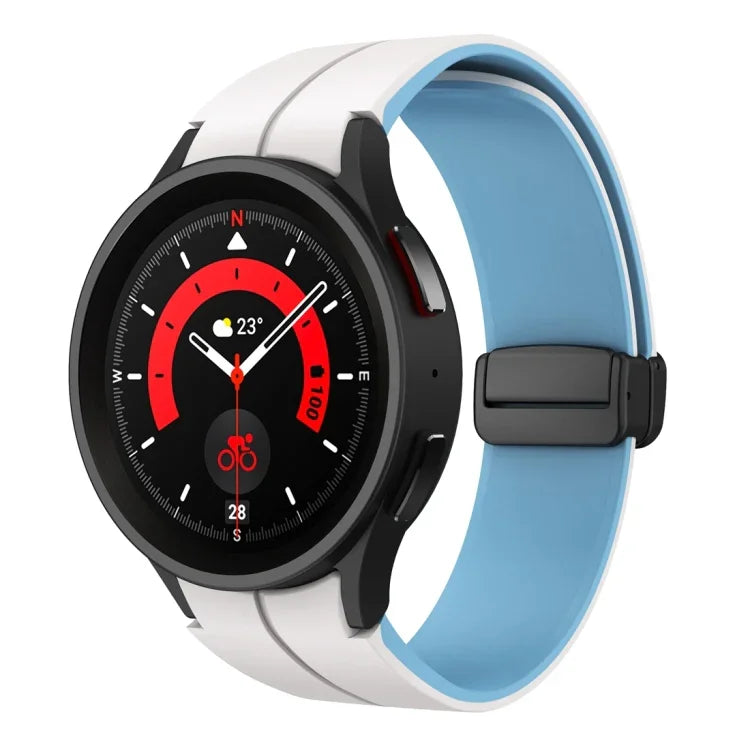 สายรัดนาฬิกาซิลิโคนแบบพับหัวเข็มขัดแม่เหล็กสองสี สำหรับ Samsung Galaxy Watch 6 / 6 Classic