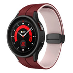 สายรัดนาฬิกาซิลิโคนแบบพับหัวเข็มขัดแม่เหล็กสองสี สำหรับ Samsung Galaxy Watch 6 / 6 Classic