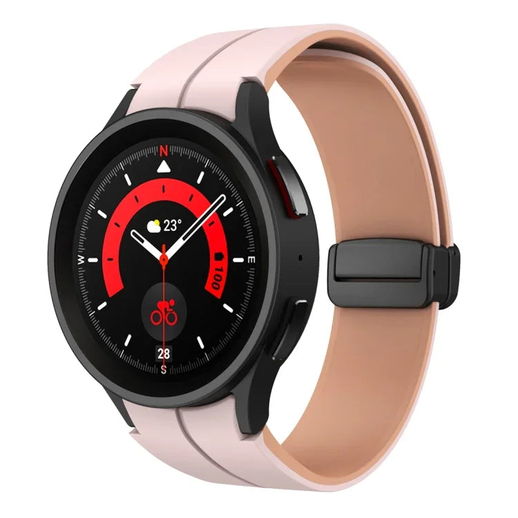 สายรัดนาฬิกาซิลิโคนแบบพับหัวเข็มขัดแม่เหล็กสองสี สำหรับ Samsung Galaxy Watch 6 / 6 Classic