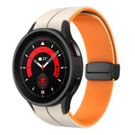 สายรัดนาฬิกาซิลิโคนแบบพับหัวเข็มขัดแม่เหล็กสองสี สำหรับ Samsung Galaxy Watch 6 / 6 Classic