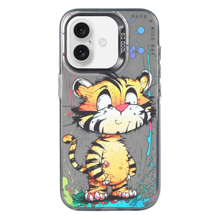 เคสโทรศัพท์ PC + TPU ซีรีส์ภาพวาดน้ำมันลายสัตว์ สำหรับ iPhone 16 Pro Max