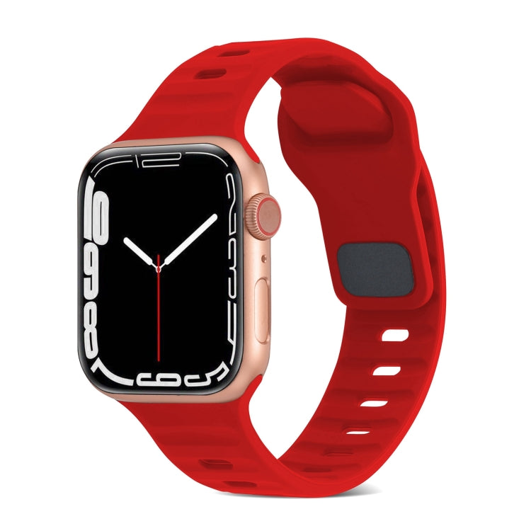 สายรัดนาฬิกาซิลิโคนลายเส้นหัวเข็มขัดสี่เหลี่ยม สำหรับ Apple Watch 42mm, Apple Watch 38mm