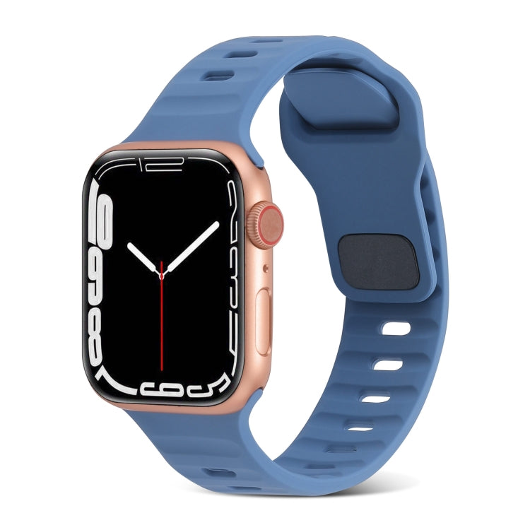 สายรัดนาฬิกาซิลิโคนลายเส้นหัวเข็มขัดสี่เหลี่ยม สำหรับ Apple Watch 42mm, Apple Watch 38mm