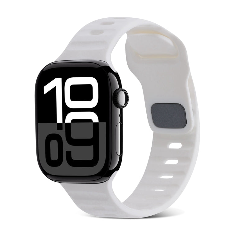 สายรัดนาฬิกาซิลิโคนลายเส้นหัวเข็มขัดสี่เหลี่ยม สำหรับ Apple Watch Series 10 ขนาด 46 มม. สำหรับ Apple Watch Series 10 ขนาด 42 มม.