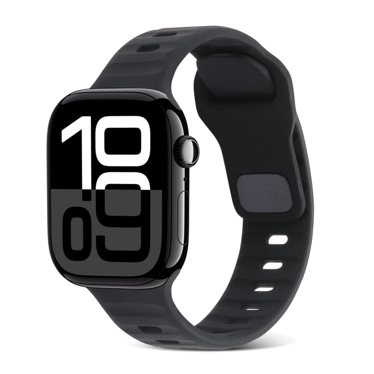 สายรัดนาฬิกาซิลิโคนลายเส้นหัวเข็มขัดสี่เหลี่ยม สำหรับ Apple Watch Series 10 ขนาด 46 มม. สำหรับ Apple Watch Series 10 ขนาด 42 มม.