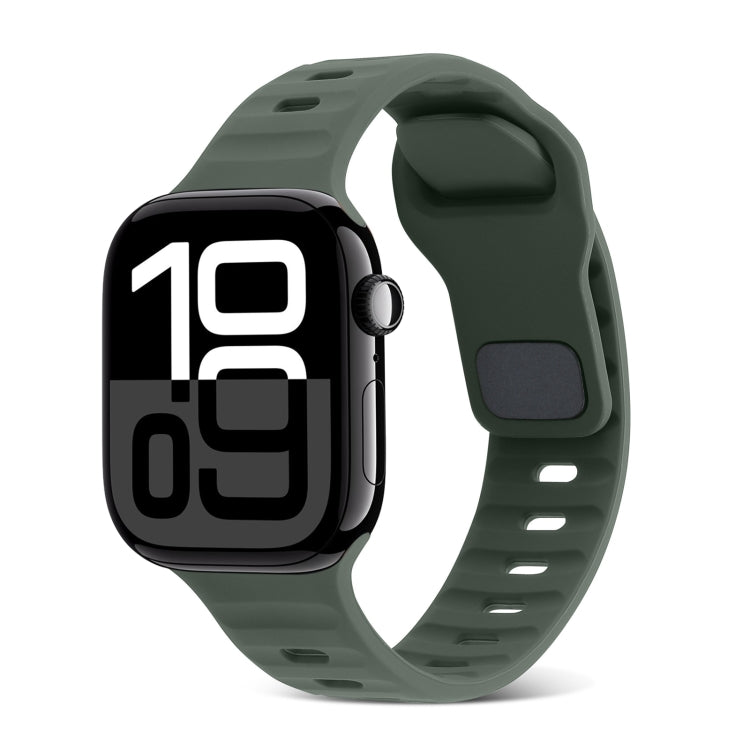 สายรัดนาฬิกาซิลิโคนลายเส้นหัวเข็มขัดสี่เหลี่ยม สำหรับ Apple Watch Series 10 ขนาด 46 มม. สำหรับ Apple Watch Series 10 ขนาด 42 มม.