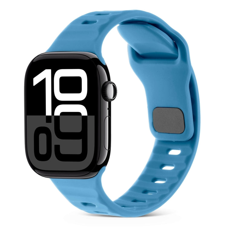 สายรัดนาฬิกาซิลิโคนลายเส้นหัวเข็มขัดสี่เหลี่ยม สำหรับ Apple Watch Series 10 ขนาด 46 มม. สำหรับ Apple Watch Series 10 ขนาด 42 มม.