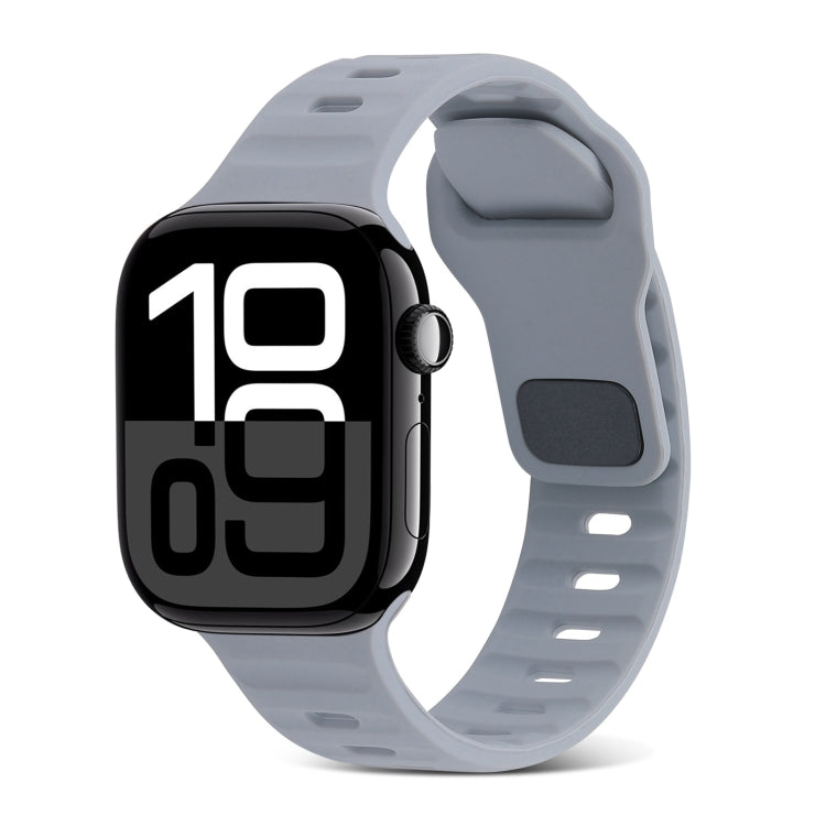 สายรัดนาฬิกาซิลิโคนลายเส้นหัวเข็มขัดสี่เหลี่ยม สำหรับ Apple Watch Series 10 ขนาด 46 มม. สำหรับ Apple Watch Series 10 ขนาด 42 มม.