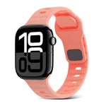 สายรัดนาฬิกาซิลิโคนลายเส้นหัวเข็มขัดสี่เหลี่ยม สำหรับ Apple Watch Series 10 ขนาด 46 มม. สำหรับ Apple Watch Series 10 ขนาด 42 มม.